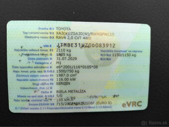 Predám Toyota RAV4 2,0 benzín 116kw 4x4 , biela perleť - 7