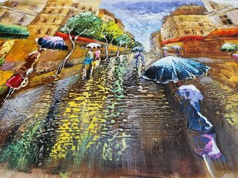 SHAUL KOSMAN - City in the rain (olejomalba) Expresionizmus - 7