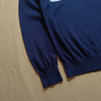 Tommy Hilfiger modrý tenký sveter svetrík s veľkým logom S/M - 7