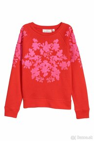 H&M Červená mikina pulóver s nášivkou crewneck XS 34 - 7