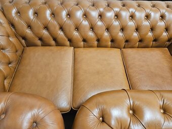 CHESTERFIELD ŠTÝL,TOP STAV,BLEDO HNEDÁ 3+1+1 - 7