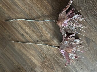 Luxusné dekoračné vetvičky – ružovo-zlaté, trblietavé - 7