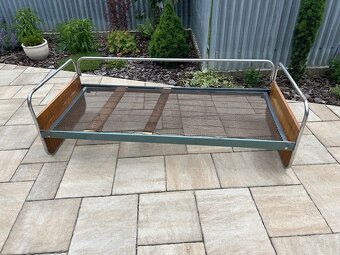 Predám retro posteľ - gauč, chróm, leštená ohýbaná trubka - 7