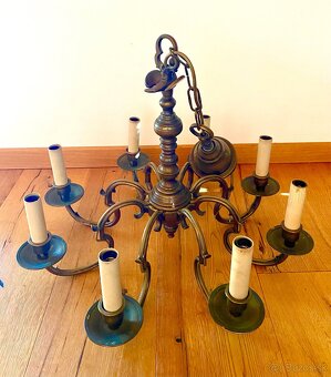 Starý krásný těžký mosazný lustr - 7