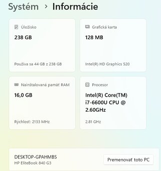 HP 14" Intel Core i7 16 GB RAM 256 GB SSD bat 6 h - 7