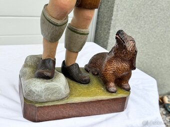 Parádní velká dřevěná socha myslivec - 7