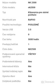 Klávesnica Rapoo NK2500 - 7