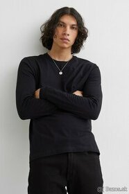 TRIČKO S DLH.RUKÁVOM čierne a biele H&M veľ. M (S) - 7