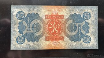 Bankovky 1.ČSR 5 korun 1921 Komenský - 7