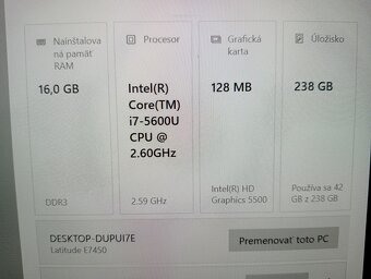 predám Dell latitude e7450 / Intel core i7 / 16gb ram / ssd - 7