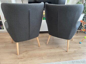 Predám 2 štýlové kreslá ušiak Cotto (tmavosivé) – TOP stav - 7