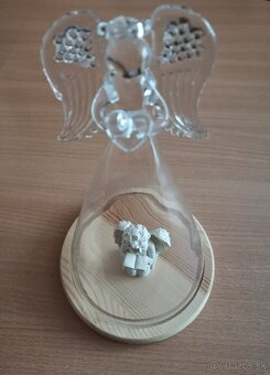 Sklenený Anjel s dreveným podnosom - 7
