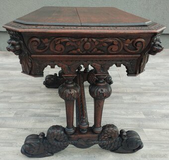 Stôl starožitný neorenesančný. - 7