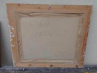 obraz, chalupky na okraji lesa - olejomalba - 7