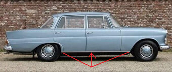 Mercedes W108,110,114,115 - spodní lišty - 7