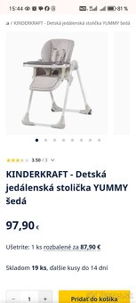 KINDERKRAFT - Detská jedálenská stolička YUMMY šedá - 7