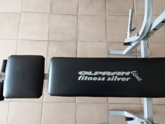 Multifunkčná lavička OLPRAN + veľká železná činka 50 kg-NOVÁ - 7
