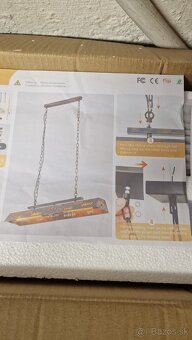 Vintage kovový obdĺžnikový luster - 7