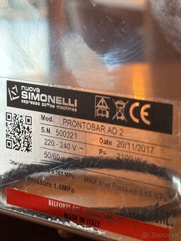 Kávovar Nuova Simonelli PRONTOBAR AD 2 – TOP STAV - 7
