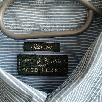 Vintage 90s Fred Perry modrá pruhovaná košeľa XXL slim - 7