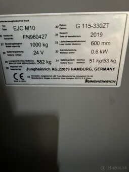 Vysokozdvižný vozík-Jungheinrich-elektrický zánovný EJC M10 - 7