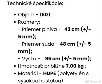 Kvalitné potravinárske 150l plastové sudy IBC kontajner - 7