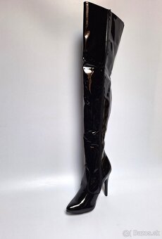 Sexy čierne lakované čižmy nad kolena 37,38,39,40 - 7