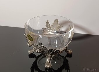 Vintage miska, cukornička, bonboniéra s kovovou montážou. - 7