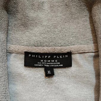 Philipp Plein sivá tepláková mikina na zips Made in Italy XL - 7
