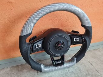 VOLANT VOLKSWAGEN R LINE GTI - KOZA / BIELY KARBON / BORDOVY - 7