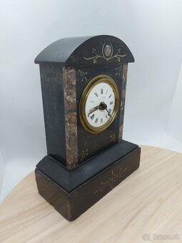 Predám funkčné mramorové hodiny s budíkom 19 storočie 21x16c - 7