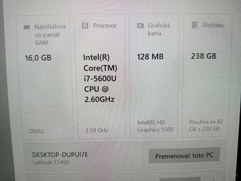 predám Dell latitude e7450 / Intel core i7 / 16gb ram / ssd - 7