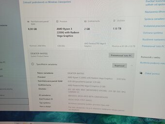 Predám PC AMD Ryzen3, 8GB RAM, Radeon, SSD, HDD, Win10 - 7