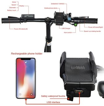 Skladací elektrický bicykel 250W 48V 20 kolesá - 7