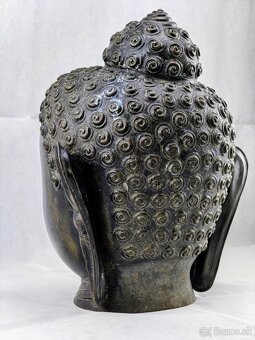 Veľká 42cm bronzová starožitná busta buddhu Gautamu -Thajsko - 7