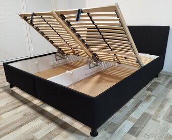 cierna polohovatelna manzelska postel Fines, 180x200x51 cm - 7