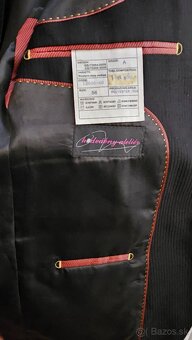 Nový čierny oblek veľ.56 na výšku190 cm + košeľa a kravata - 7