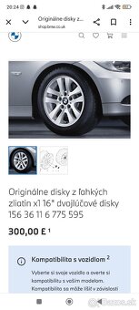 Originál BMW 16' elektrón E90/E91 + nová Guma CONTINENTAL - 7