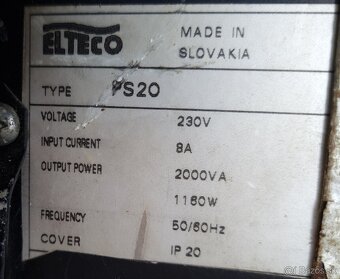 Predám záložný zdroj Elteco PS20 8A ,2000V A - 7