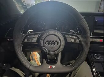 AUDI KOŽENÝ EXCLUSIVE VOLANT + AIRBAG + F1 PADLA BIELA NITKA - 7