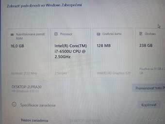 Hp elitebook 850 G3 / 16gb ram / Intel core i7 / 256gb ssd - 7