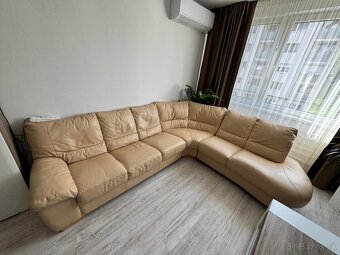 Kožená krémová sedacka do L - 7