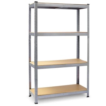 Kovový regál, strieborný, 4 police, 600 kg, 180x90x40 - 7