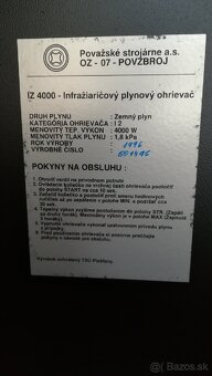 Infražiarič, plynový ohrievač na zemný plyn VULCAN, IZ4000 - 7