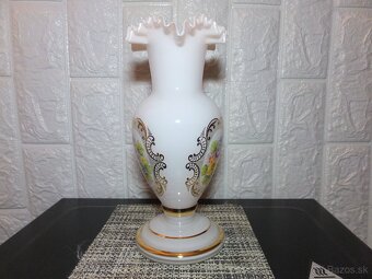 Retro krásná opálová váza, ručně malovaná, Bohemia. - 7
