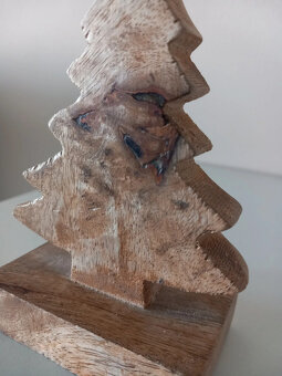 Dekorácia - drevený stromček, nový 13x8x5 cm - 7