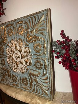 obraz zlata / tyrkys kovova mandala 51x51 -50% - 7