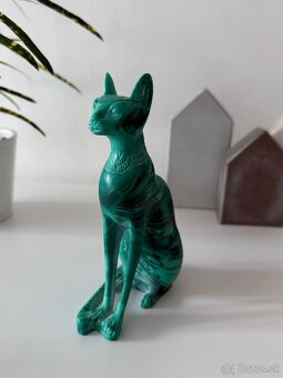 Malachitová soška Bastet - ochrana pred žiarením - čitaj… - 7