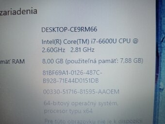 predám 12" HP elitebook 820 g3/8gb ram/ ssd/ Intel core i7 - 7