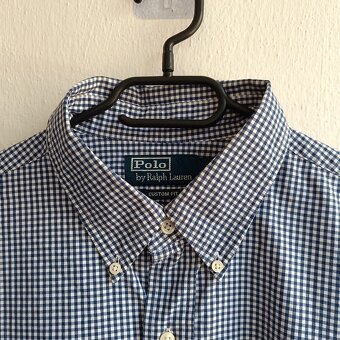 Polo Ralph Lauren modrá kockovaná košeľa s dlhým rukávom XL - 7